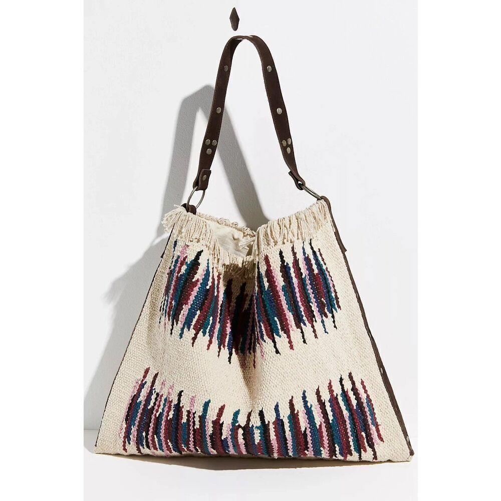 Free People Mixed And Mended Fringed Hobo Bag Leather Shoulder Strap NEW $128 - Picture 1 of 6